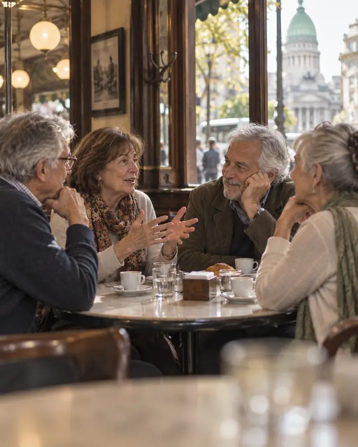 Personas conversando en un café