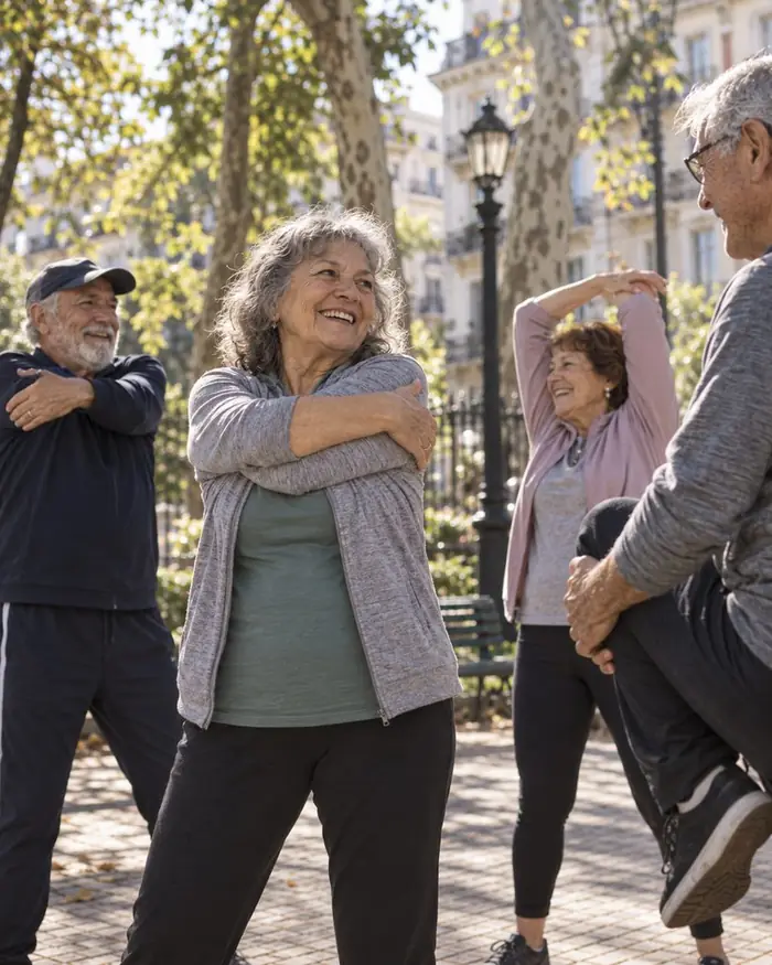 Personas mayores caminando al aire libre