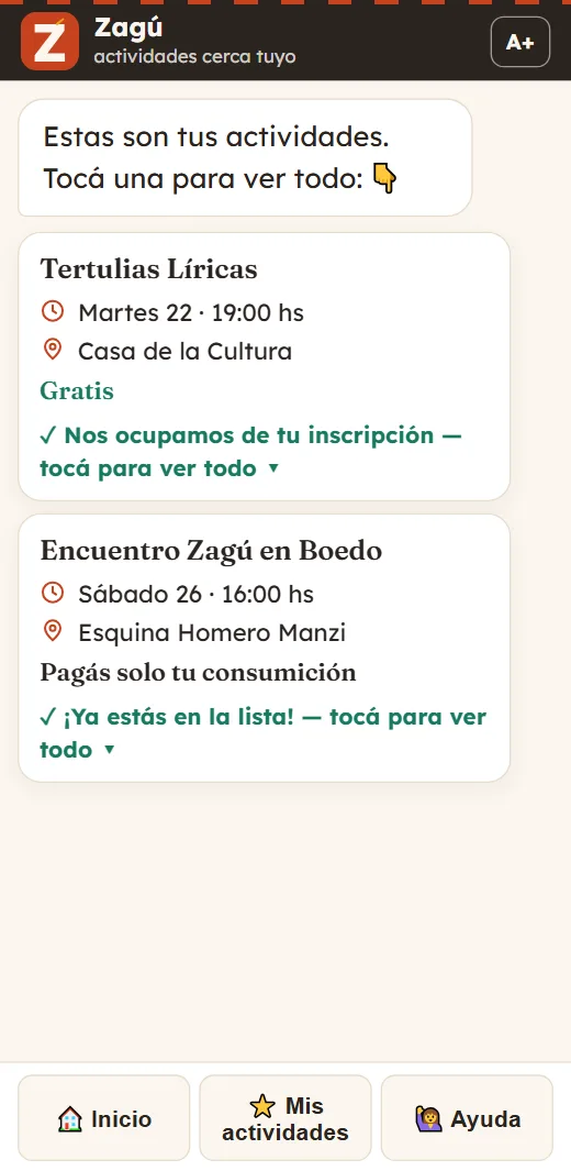 Las actividades anotadas de una persona
