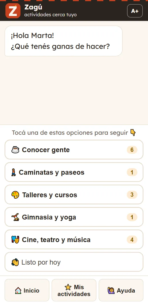 Elegir qué tipo de actividad